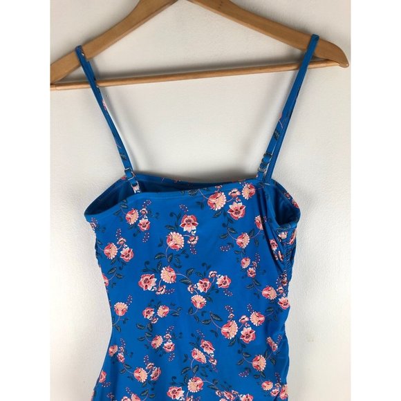 Loft Beach Beach Floral Print One Piece Ruched Swimsuit Wire Bra No Padding L - Picture 4 of 6